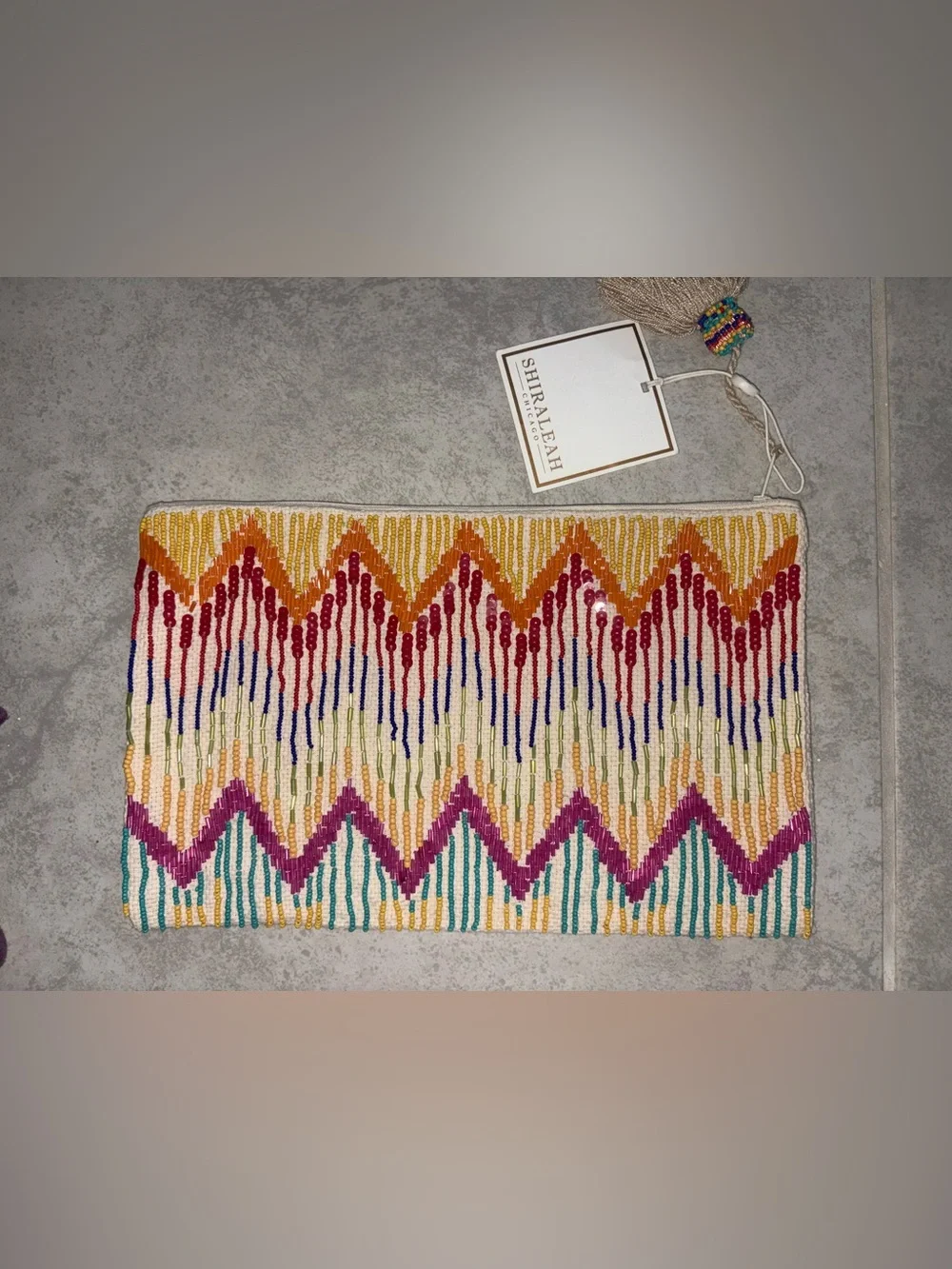 NWT Shiraleah Beaded Colorful Zip Pouch